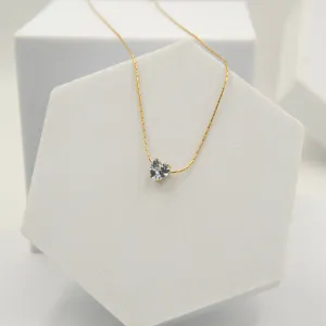 Delicate Heart Diamond Necklace Gold Plated, Waterproof and Anti-Tarnish