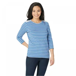 Denim & Co. Women's Striped Jersey 3/4 Sleeve Knit Top