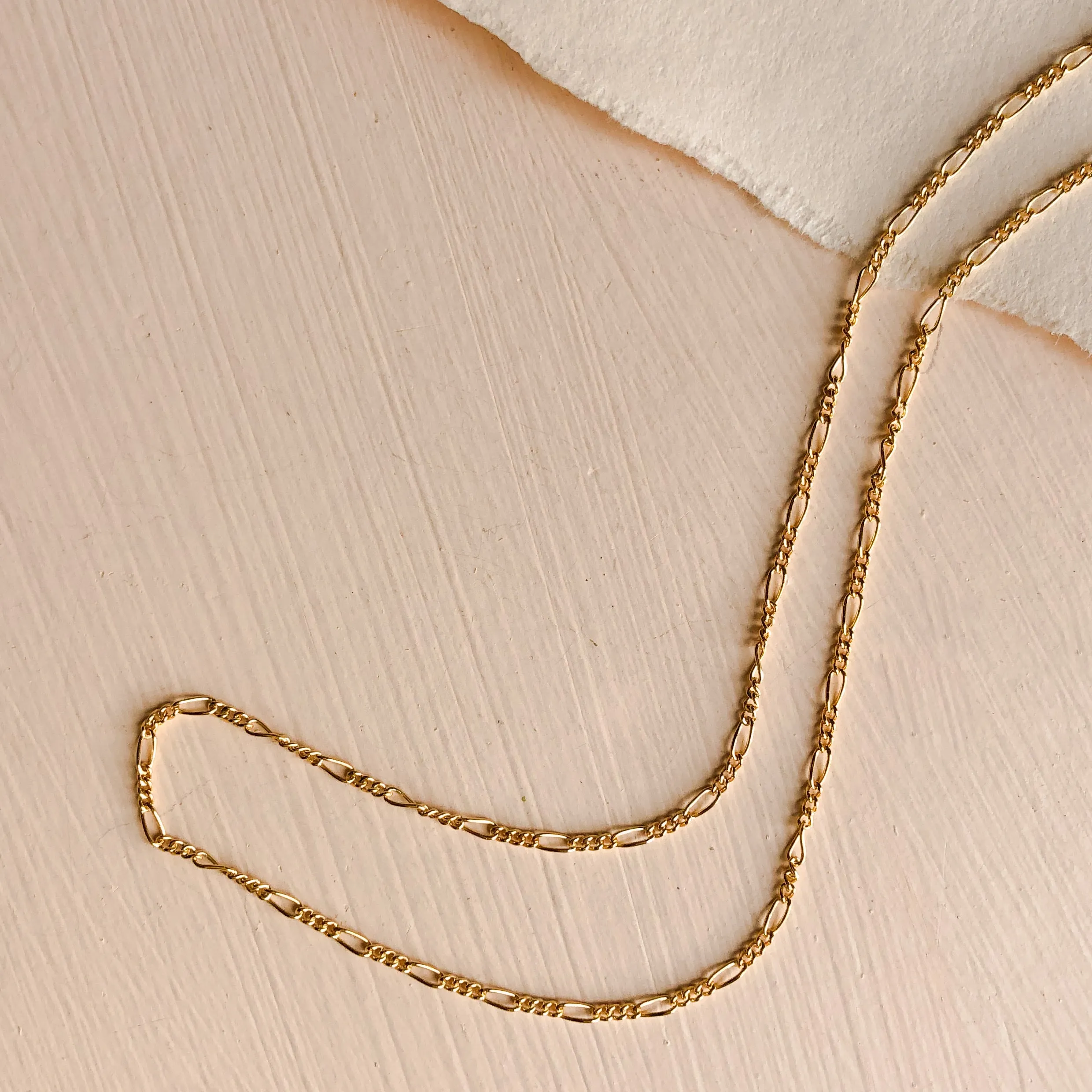 Dia Gold Fill Figaro Chain Necklace 18"
