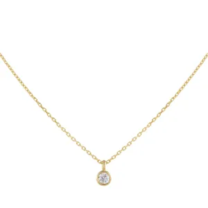 Diamond Bezel Dangle Necklace 14K