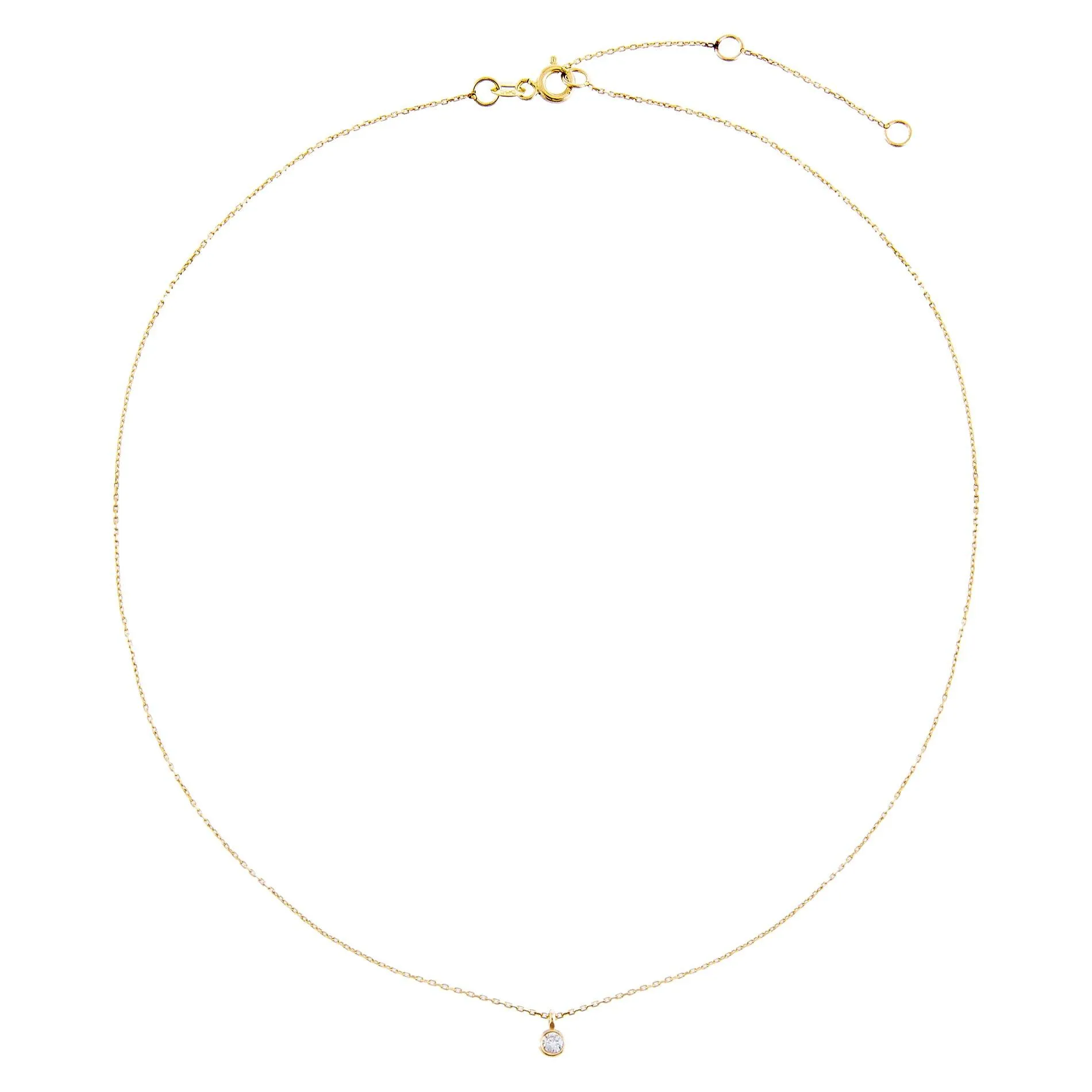 Diamond Bezel Dangle Necklace 14K