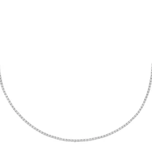 Diamond Dainty Thin Tennis Necklace 14K