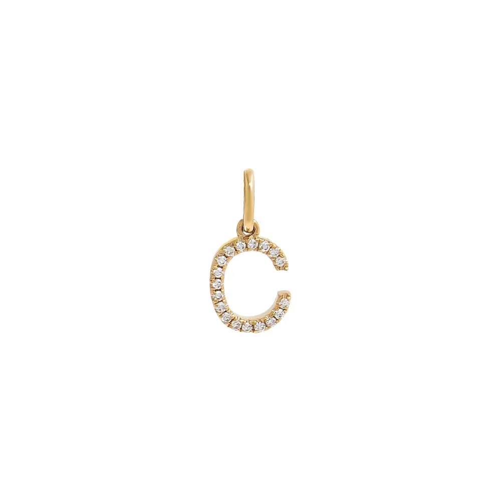 Diamond Initial Charm 14K