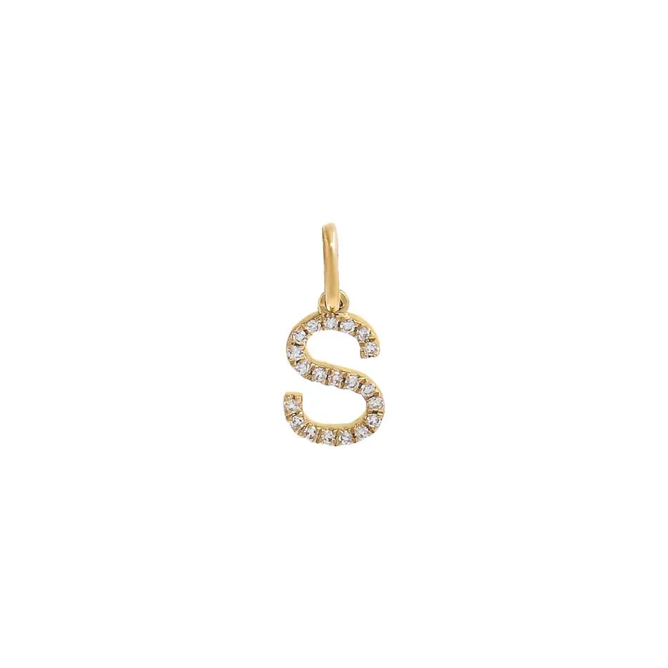 Diamond Initial Charm 14K