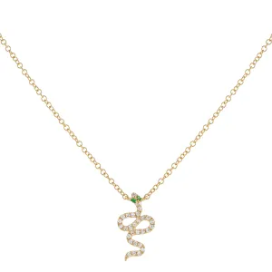Diamond Mini Snake Necklace 14K
