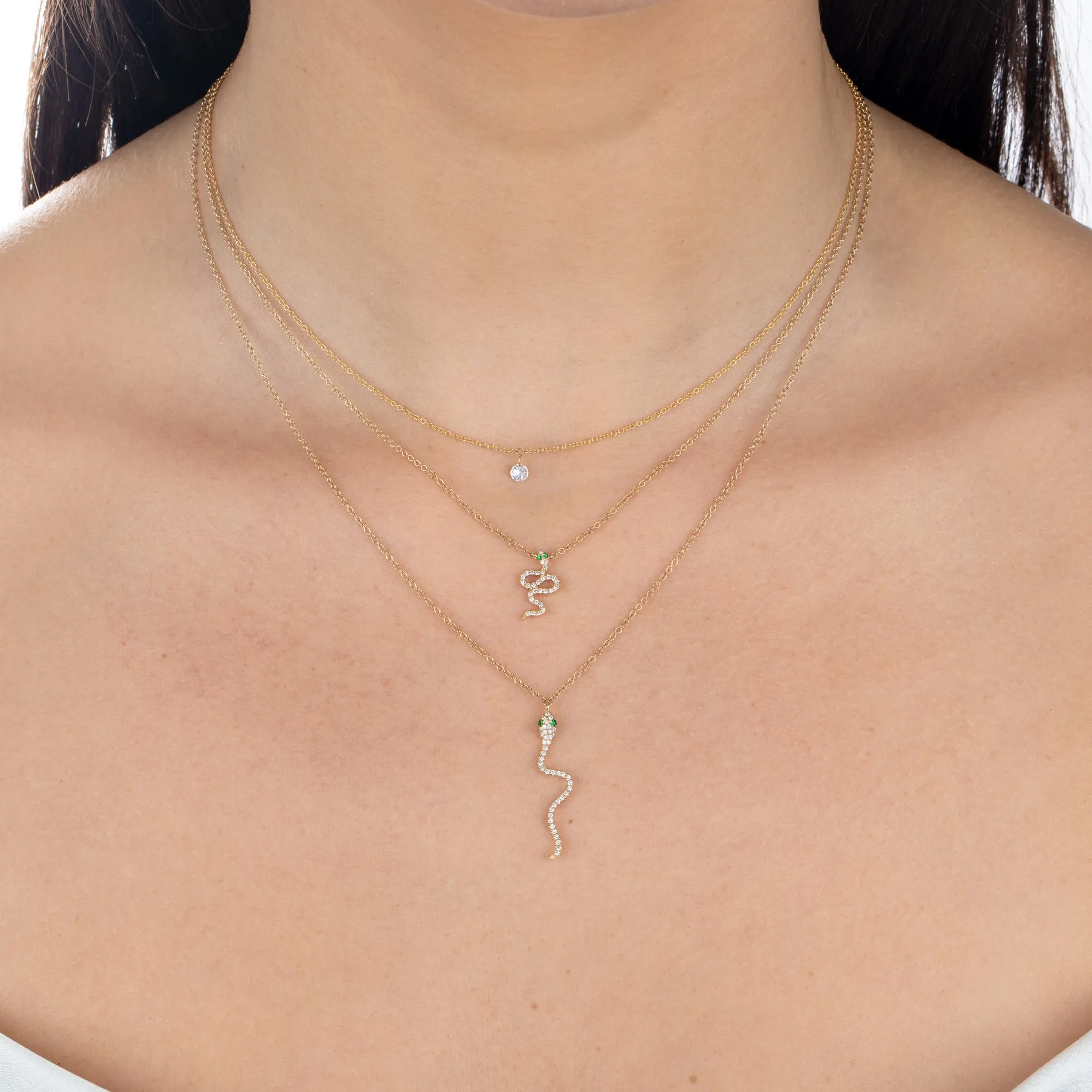 Diamond Mini Snake Necklace 14K