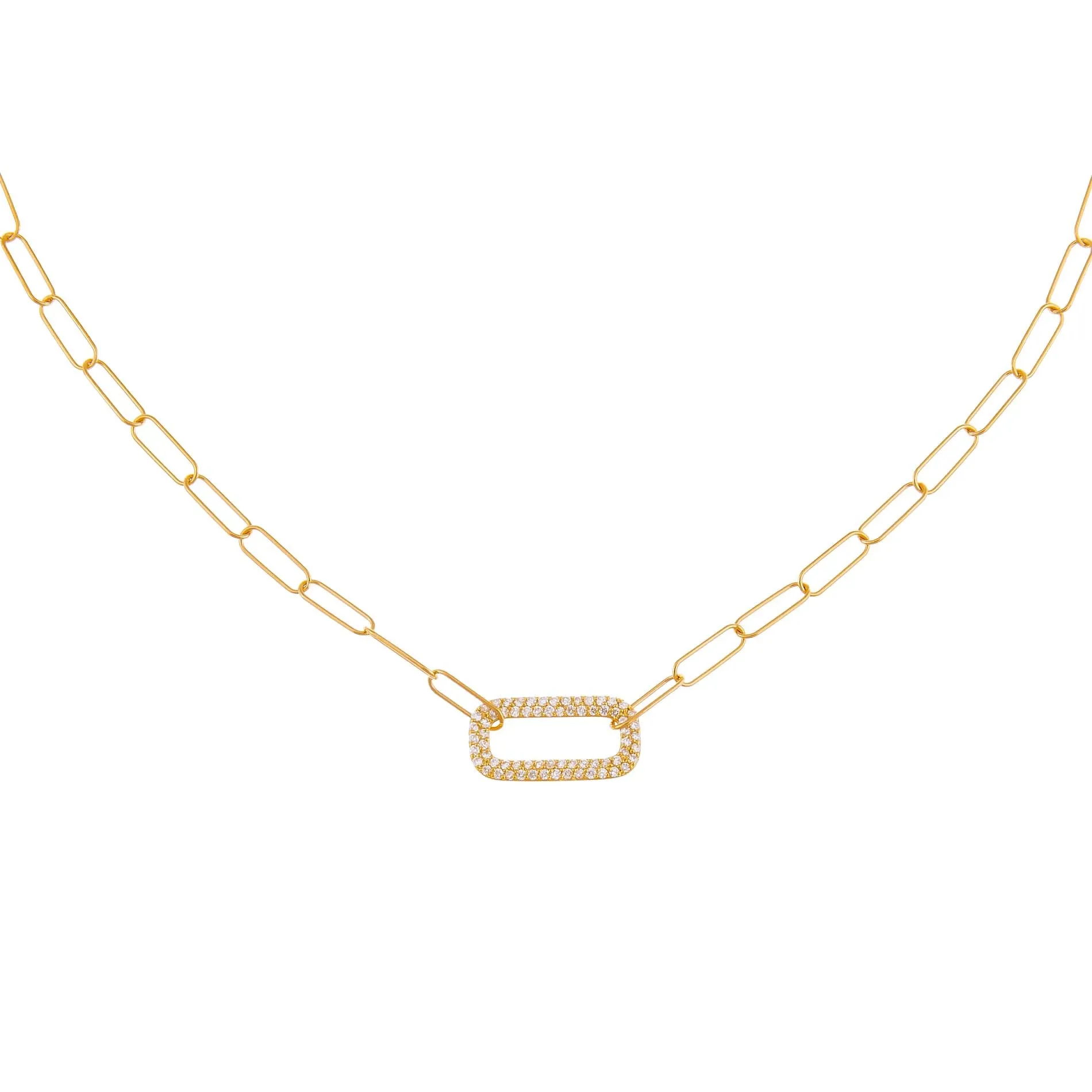 Diamond Open Link Necklace 14K