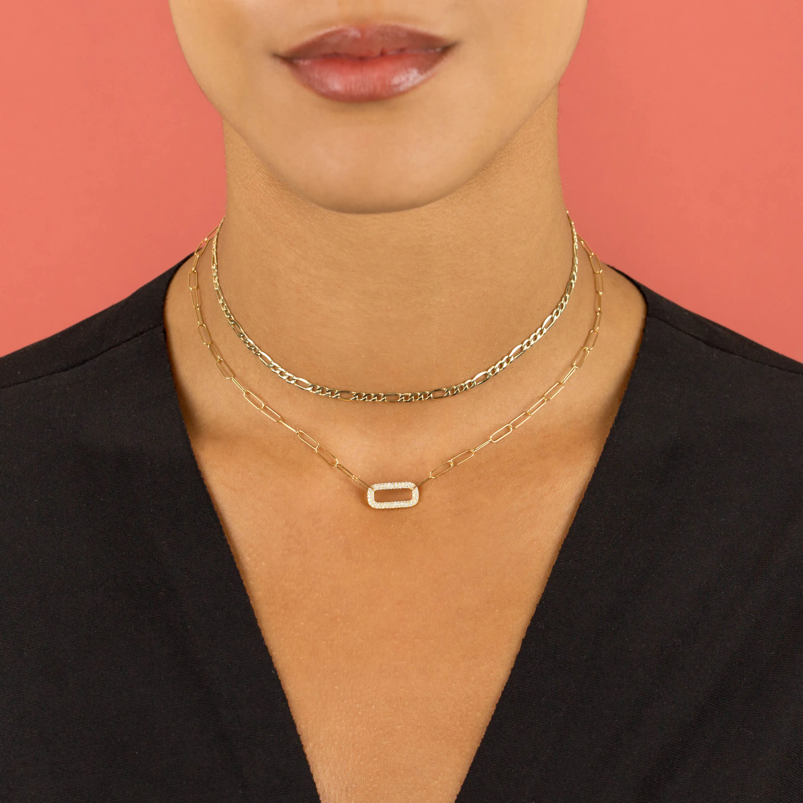 Diamond Open Link Necklace 14K