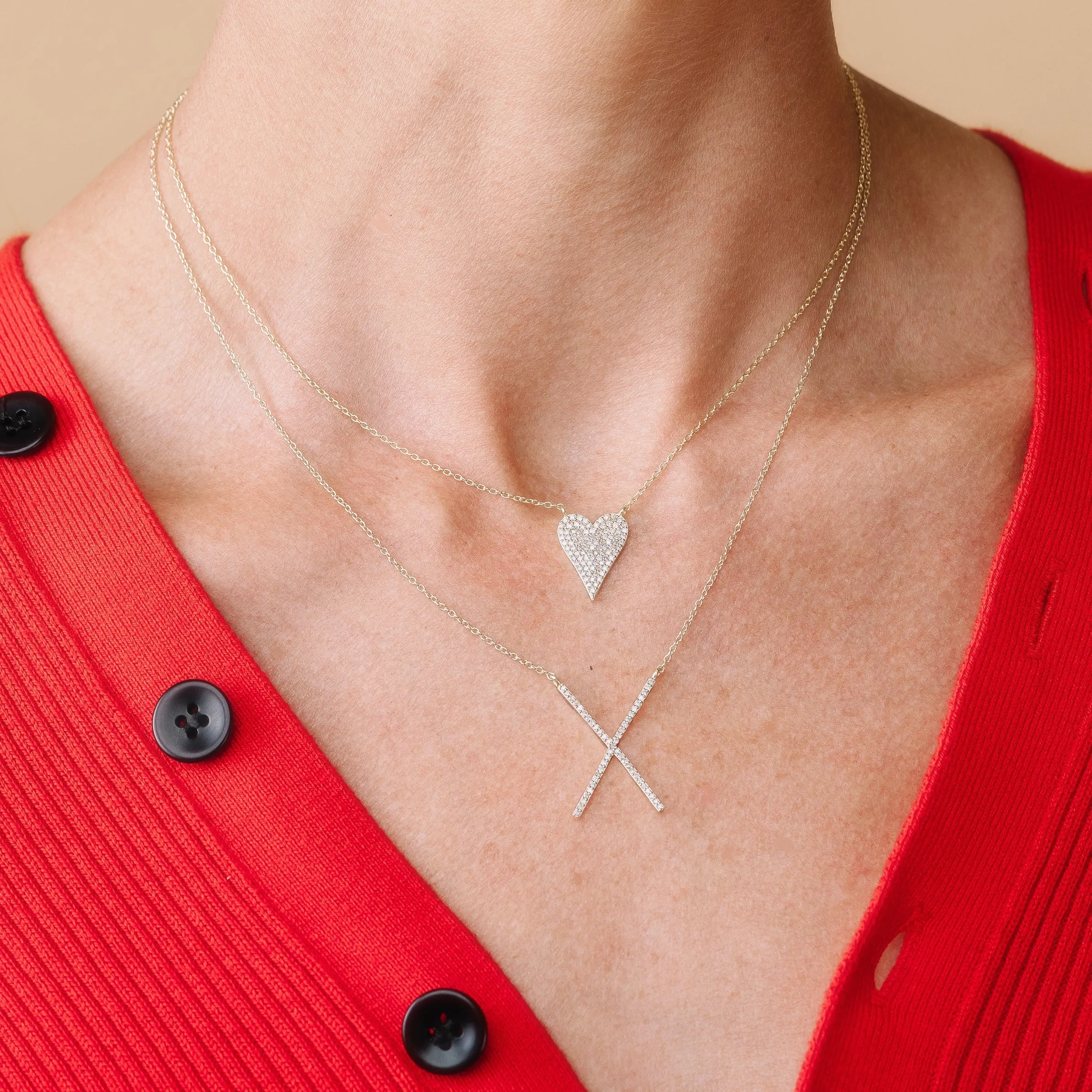 Diamond Pavé Small Heart Necklace 