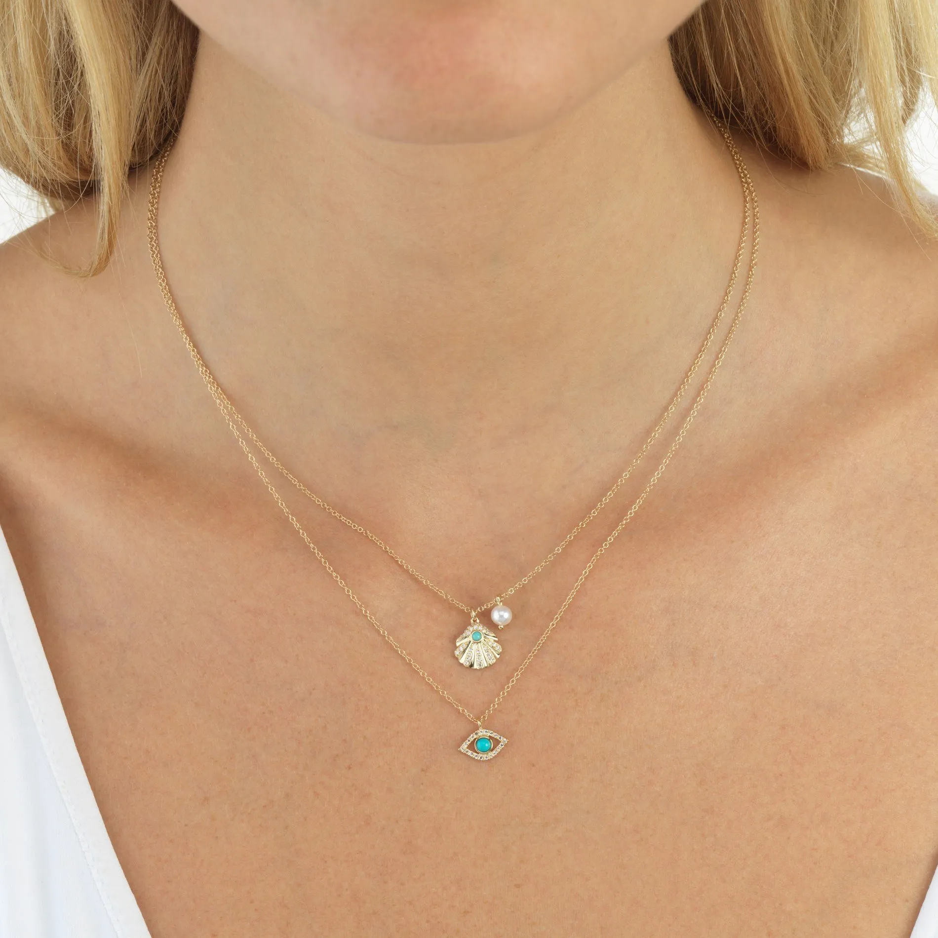 Diamond Shell Necklace 14K