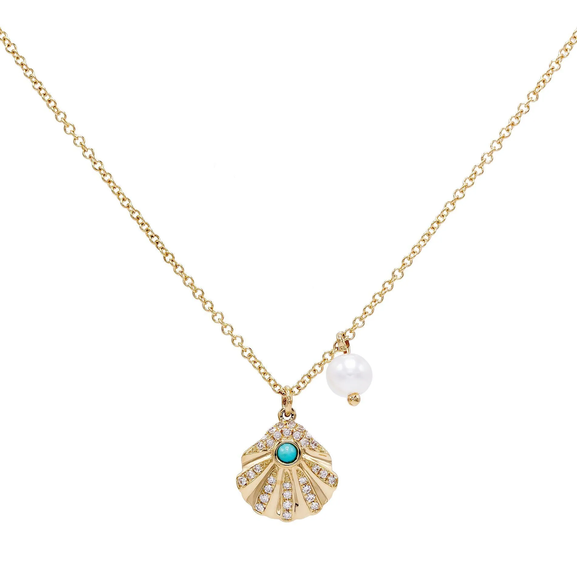 Diamond Shell Necklace 14K