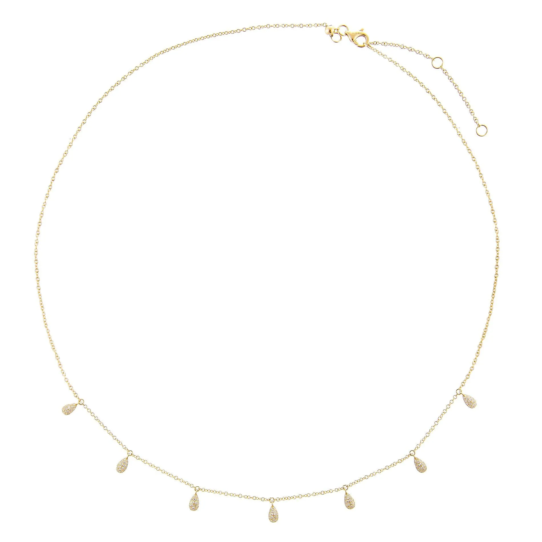 Diamond Teardrop Dangle Choker 14K