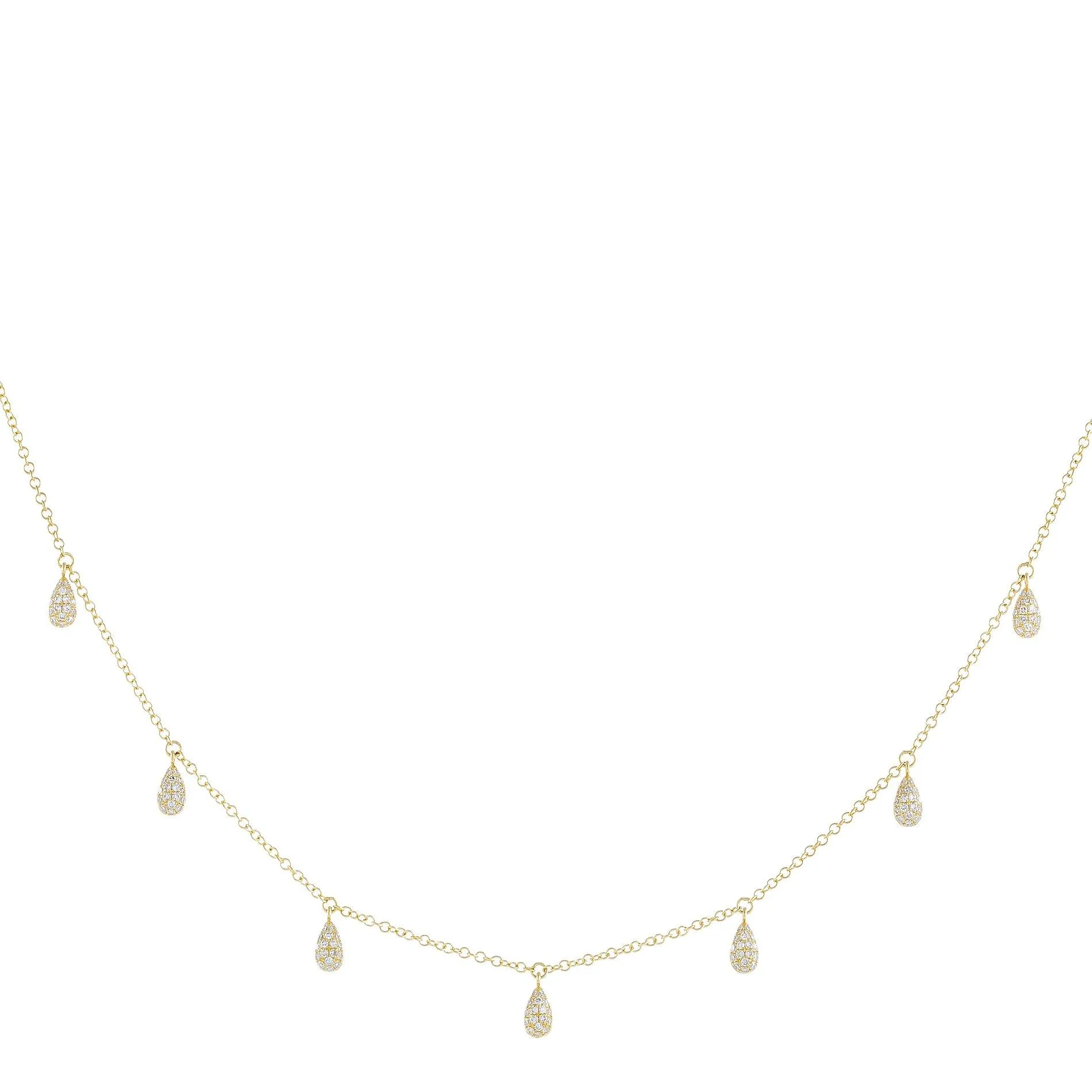 Diamond Teardrop Dangle Choker 14K