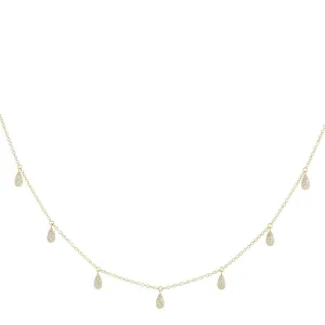 Diamond Teardrop Dangle Choker 14K