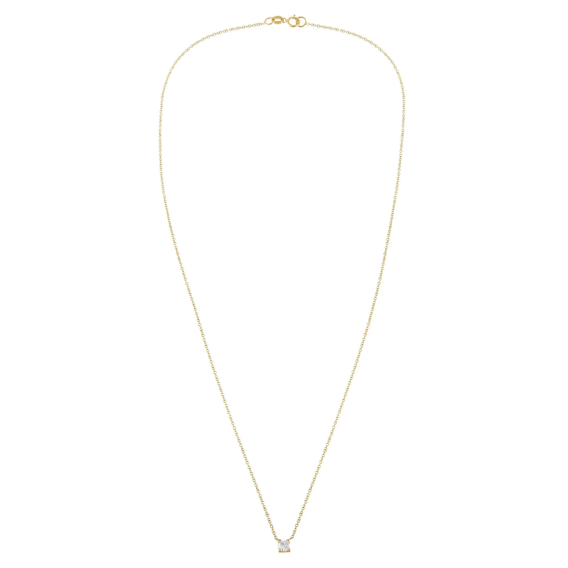 Diamond Tiny Princess Cut Necklace 14K