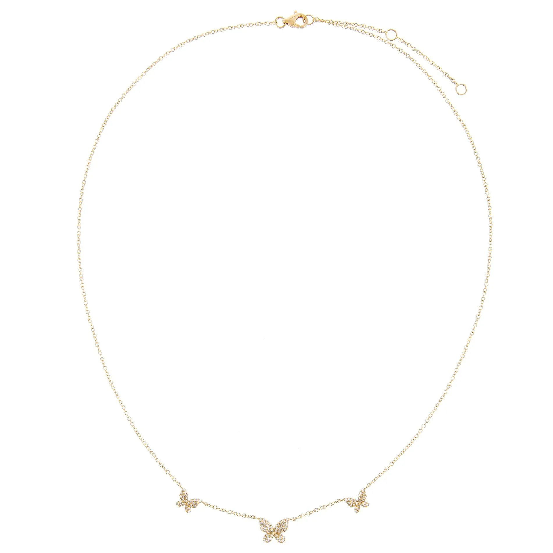 Diamond Triple Butterfly Necklace 14K