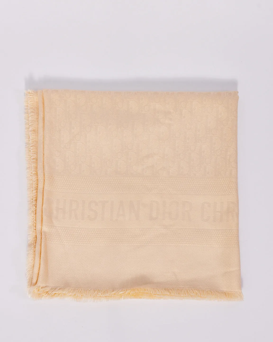 Dior Beige Wool & Silk Oblique Monogram Shawl