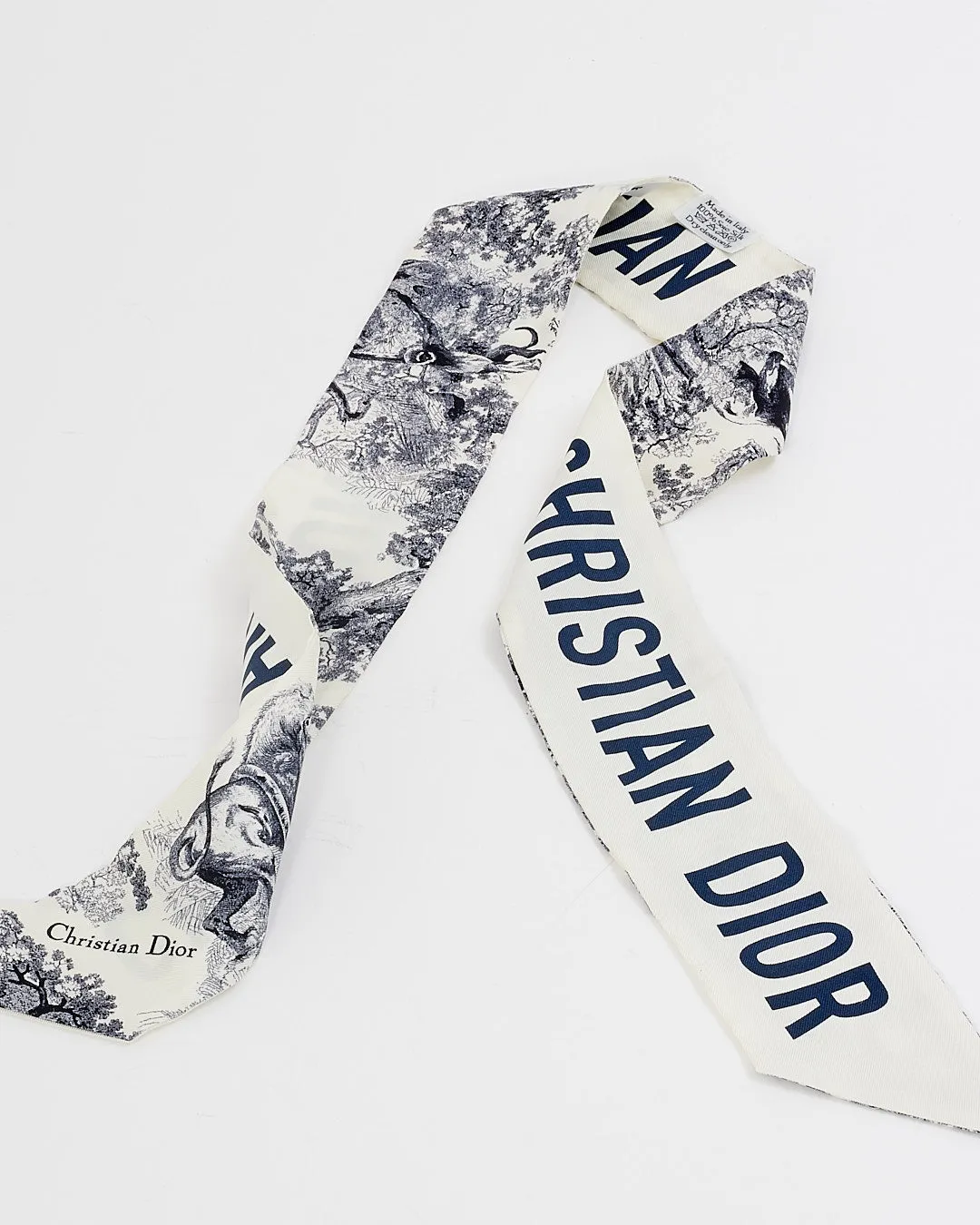 Dior Navy & White Silk Toile de Jouy Sauvage Mitzah Twilly