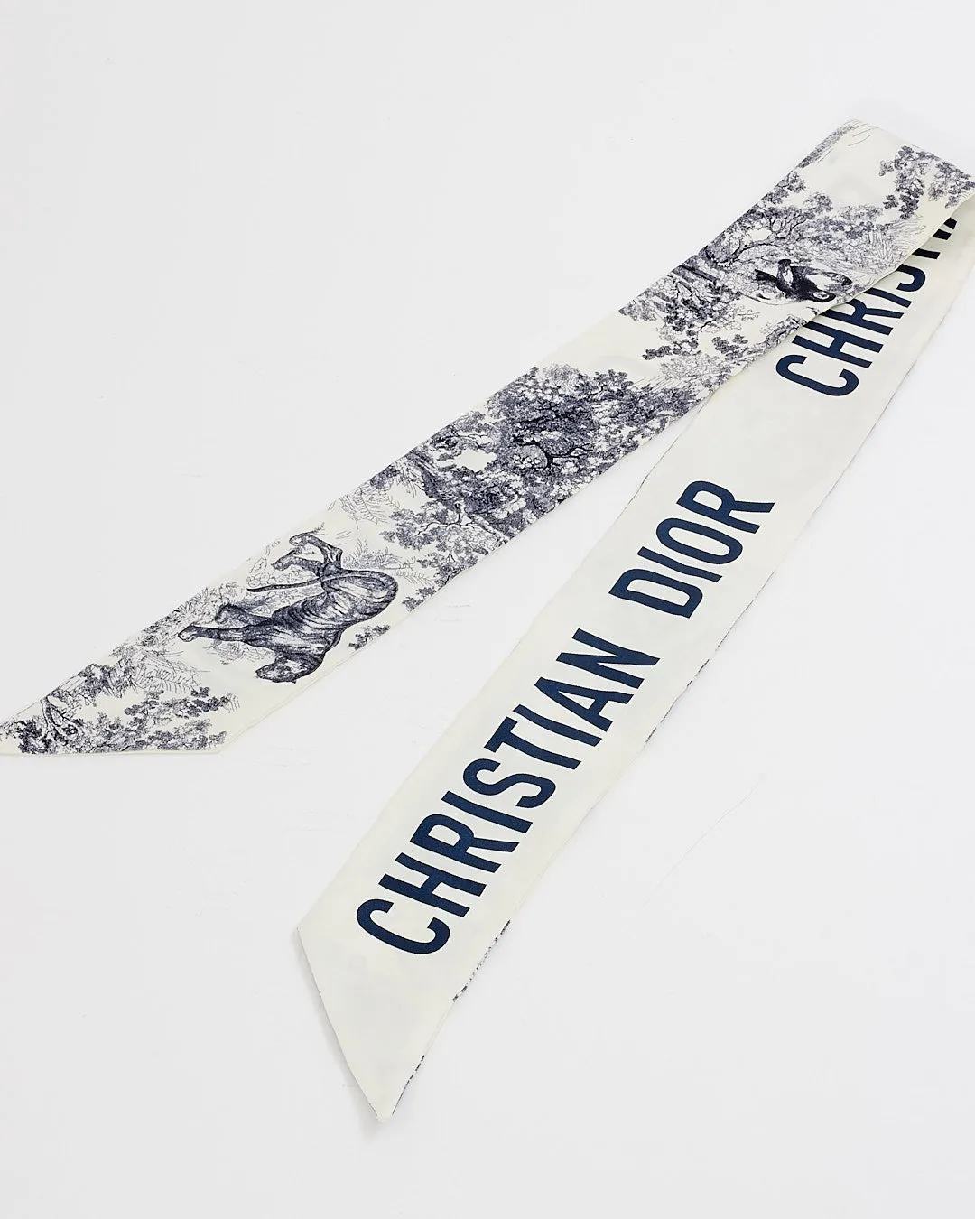 Dior Navy & White Silk Toile de Jouy Sauvage Mitzah Twilly