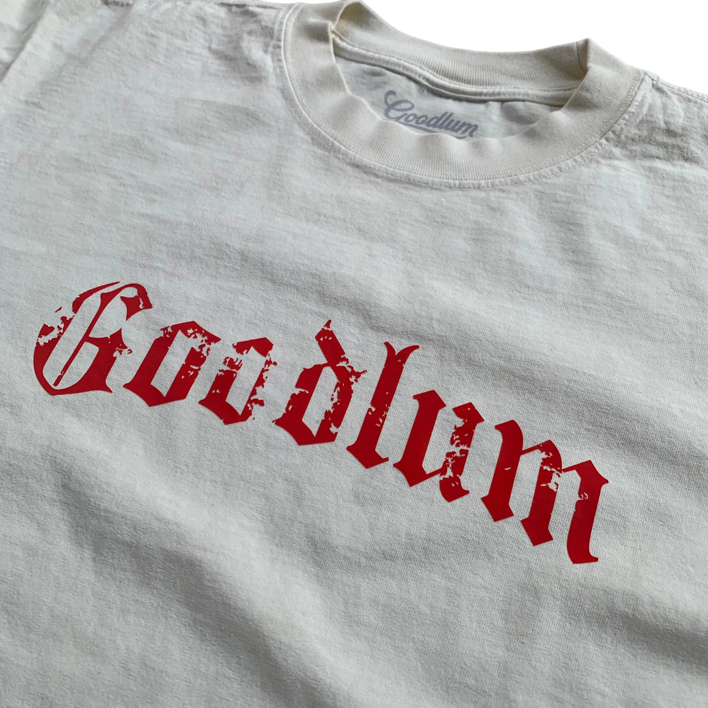 Distressed BlackLetter Logo Garment Dyed T Shirt