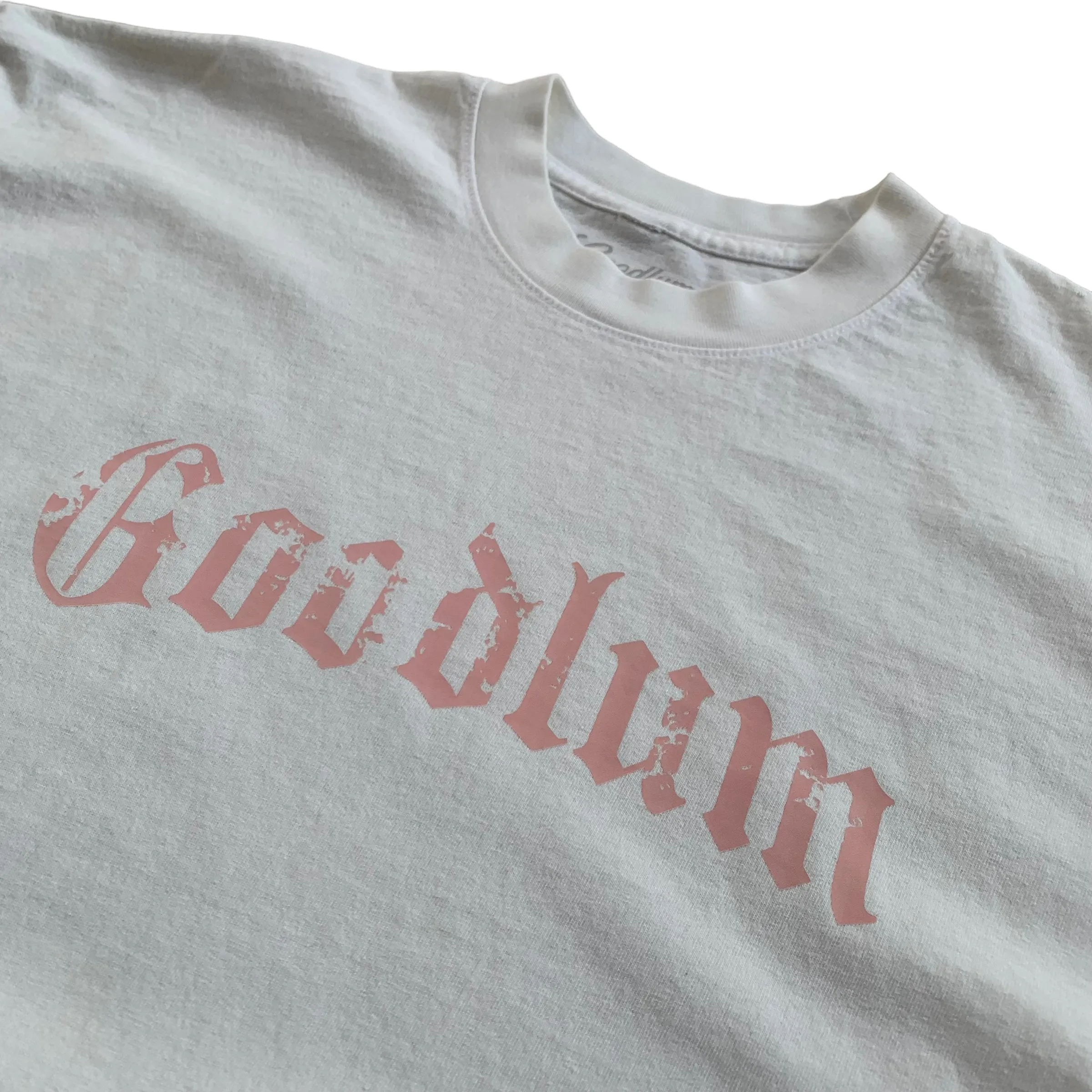 Distressed BlackLetter Logo Garment Dyed T Shirt