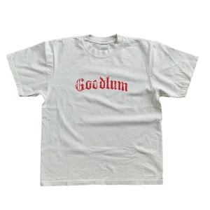 Distressed BlackLetter Logo Garment Dyed T Shirt