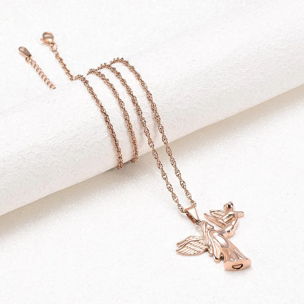 Dog and Angel Cremation Necklace