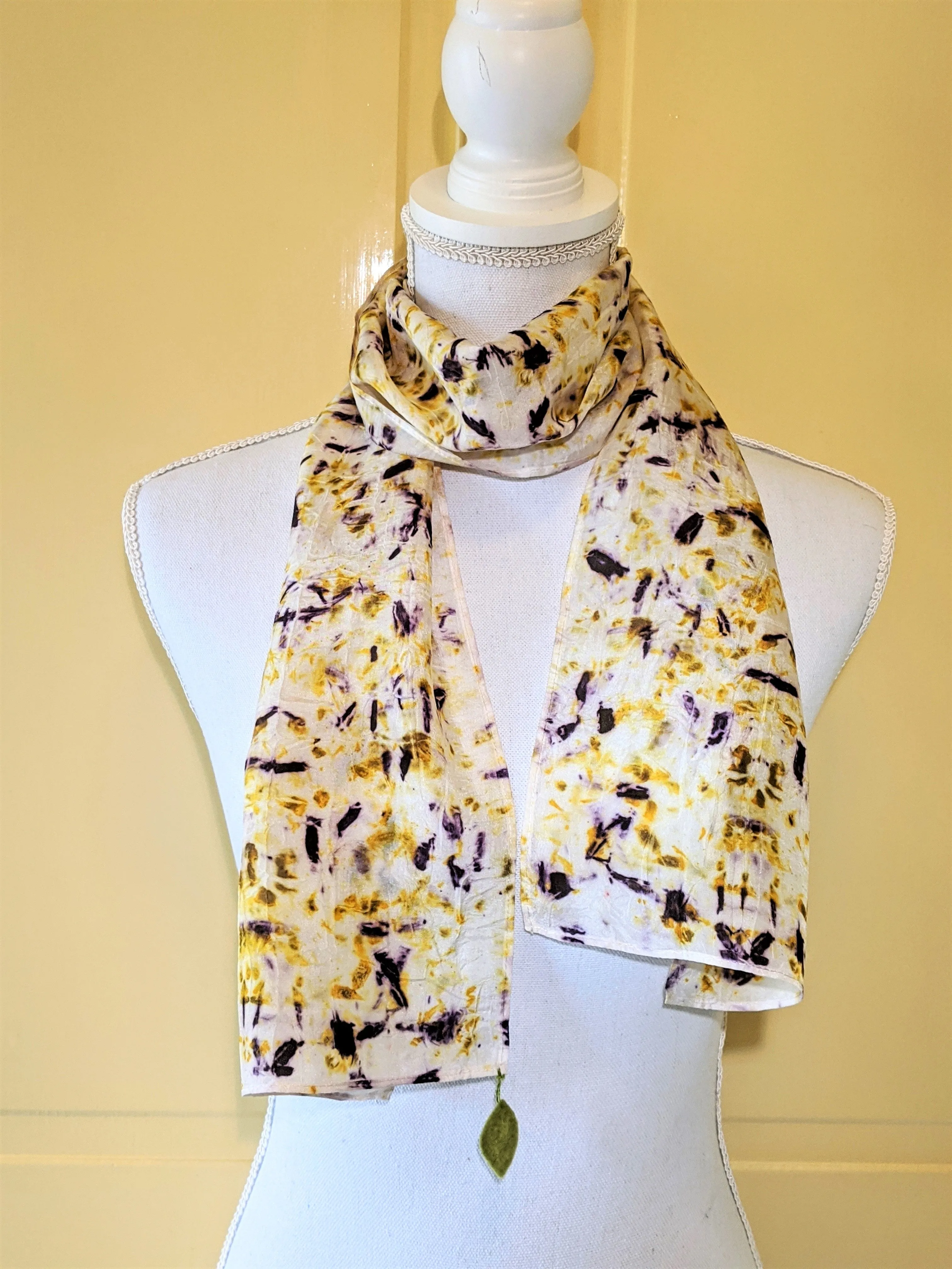 Dot to Dot / Yellow & Purple Eco Print Scarf