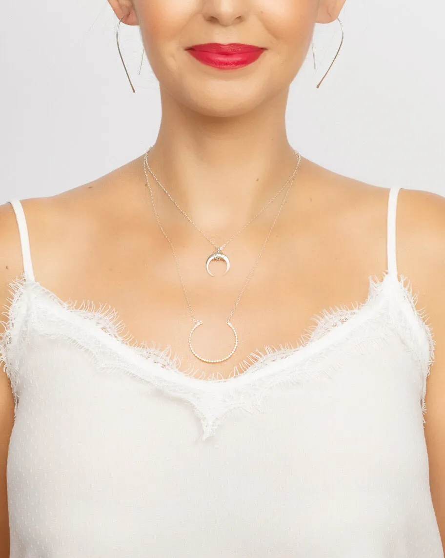 Doted Crescent Necklace, Gold Filled