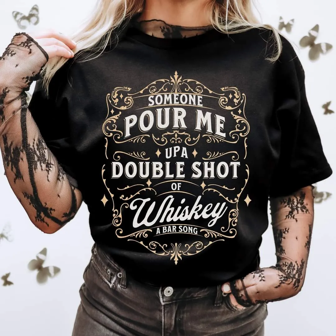 DOUBLE SHOT OF WHISKEY GRAPHIC TEE * on sale