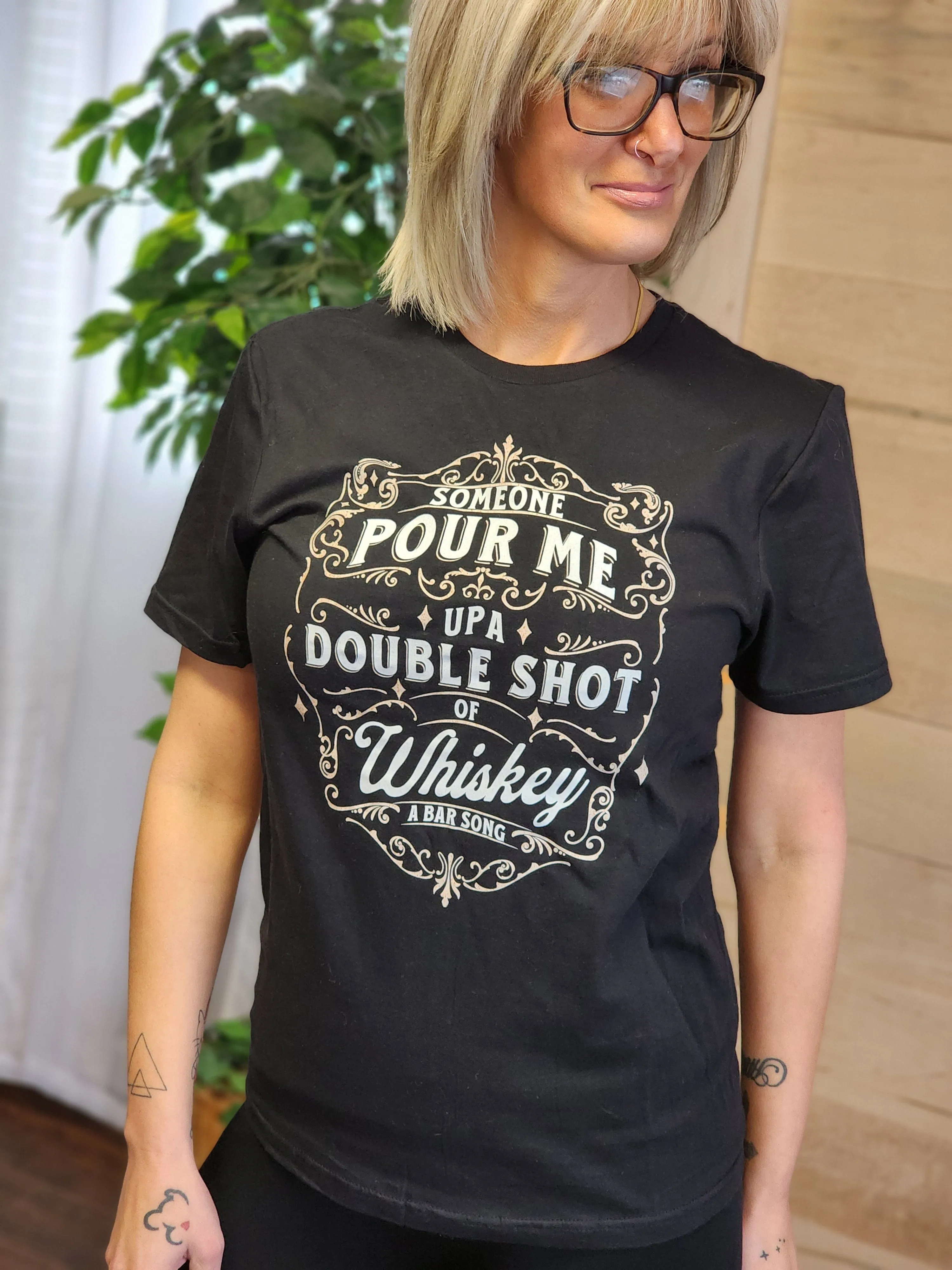 DOUBLE SHOT OF WHISKEY GRAPHIC TEE * on sale