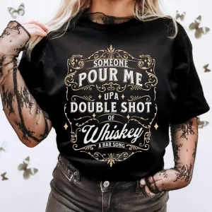DOUBLE SHOT OF WHISKEY GRAPHIC TEE * on sale