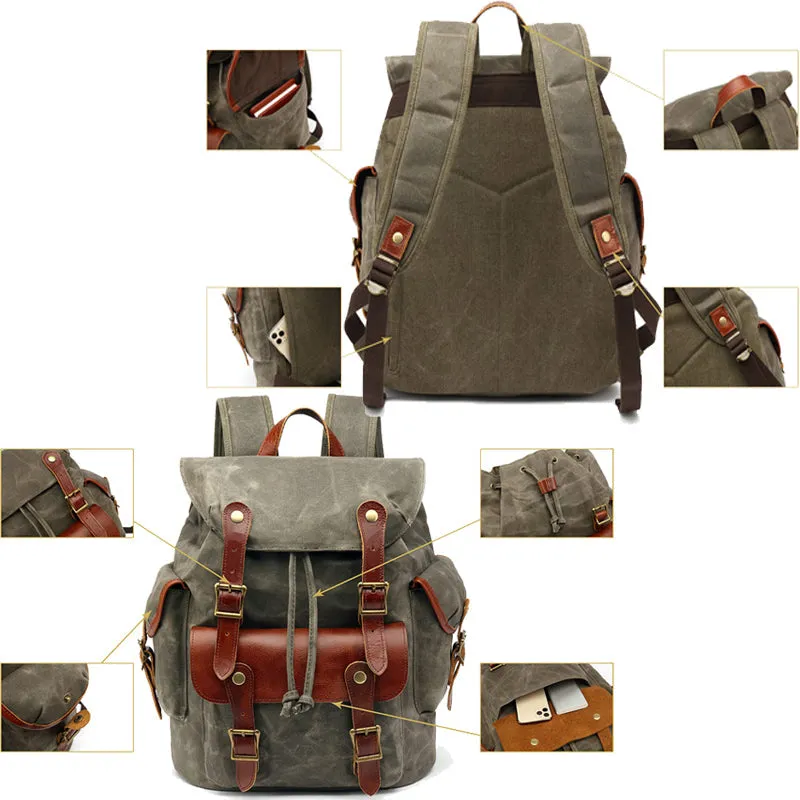 Drawstring Large Canvas Backpack For Travel