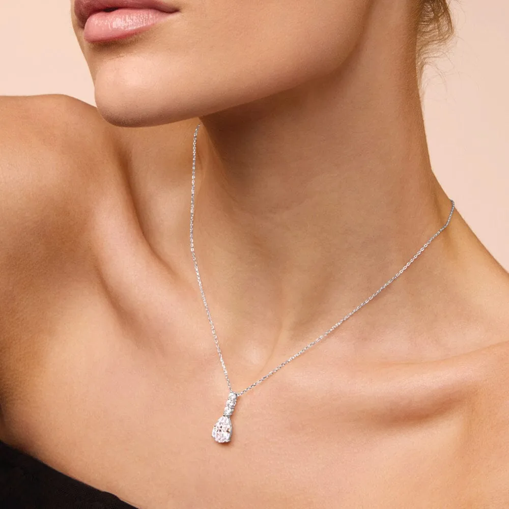 Drop Necklace with Cubic Zirconia in Sterling Silver