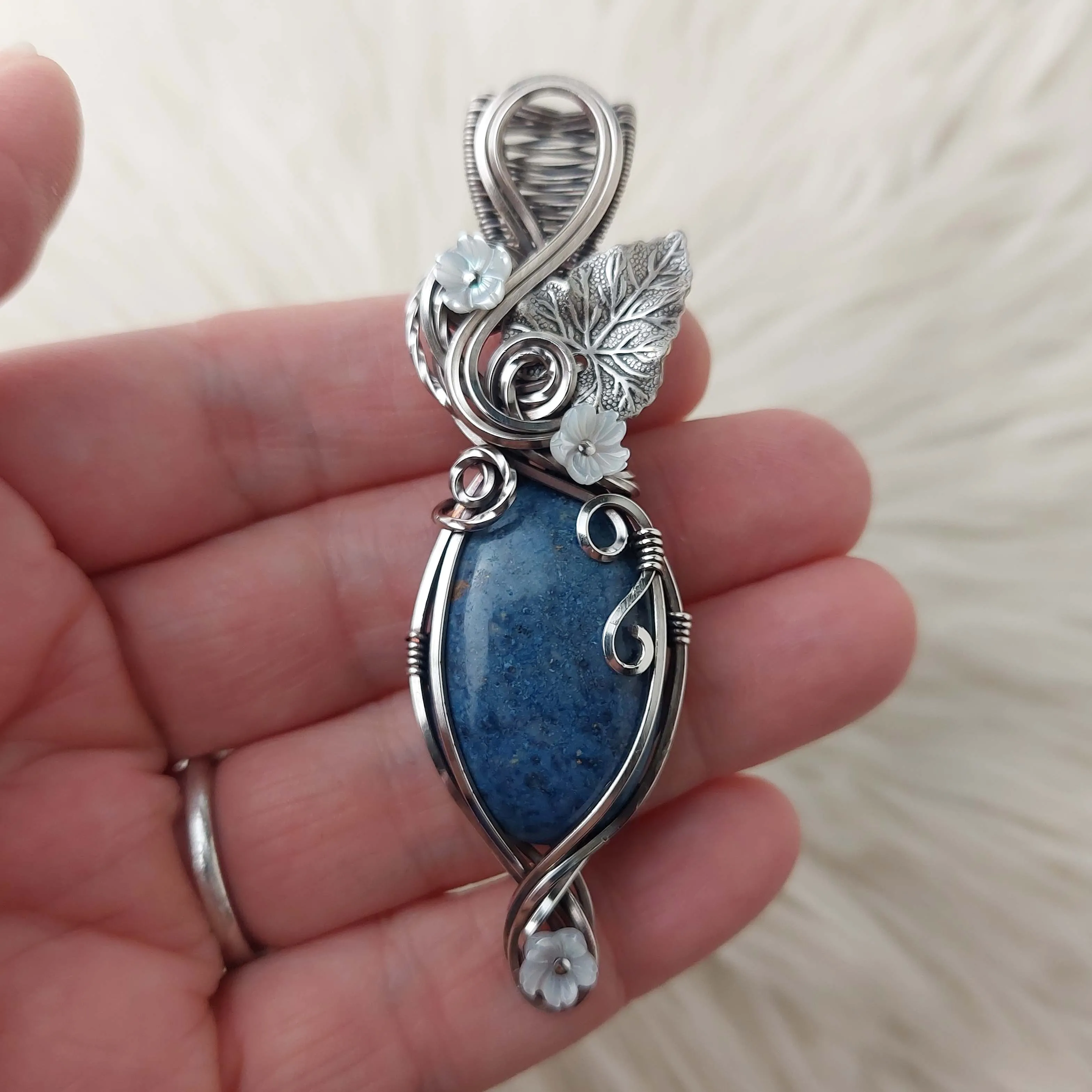 Dumortierite Sterling Silver Statement Pendant