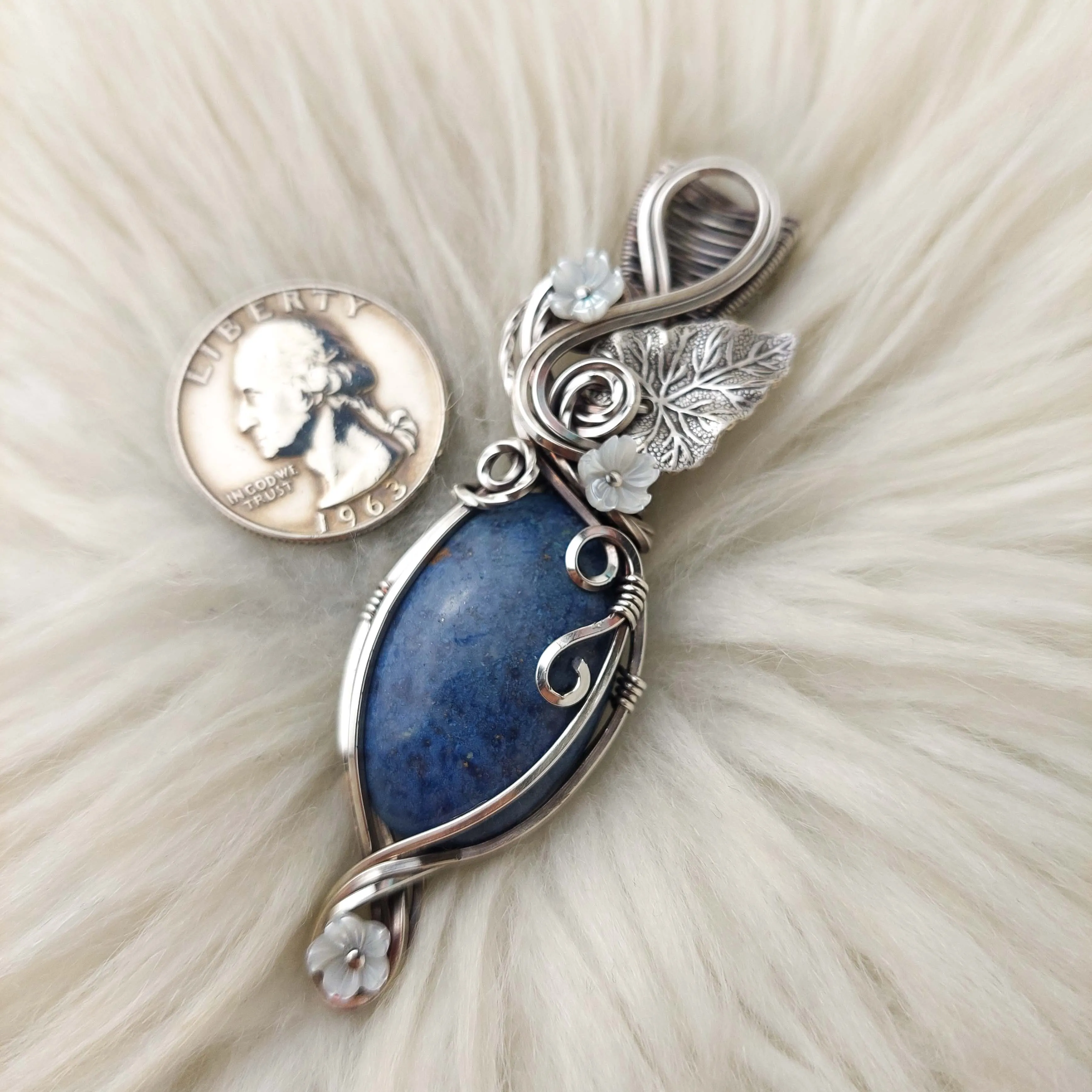 Dumortierite Sterling Silver Statement Pendant