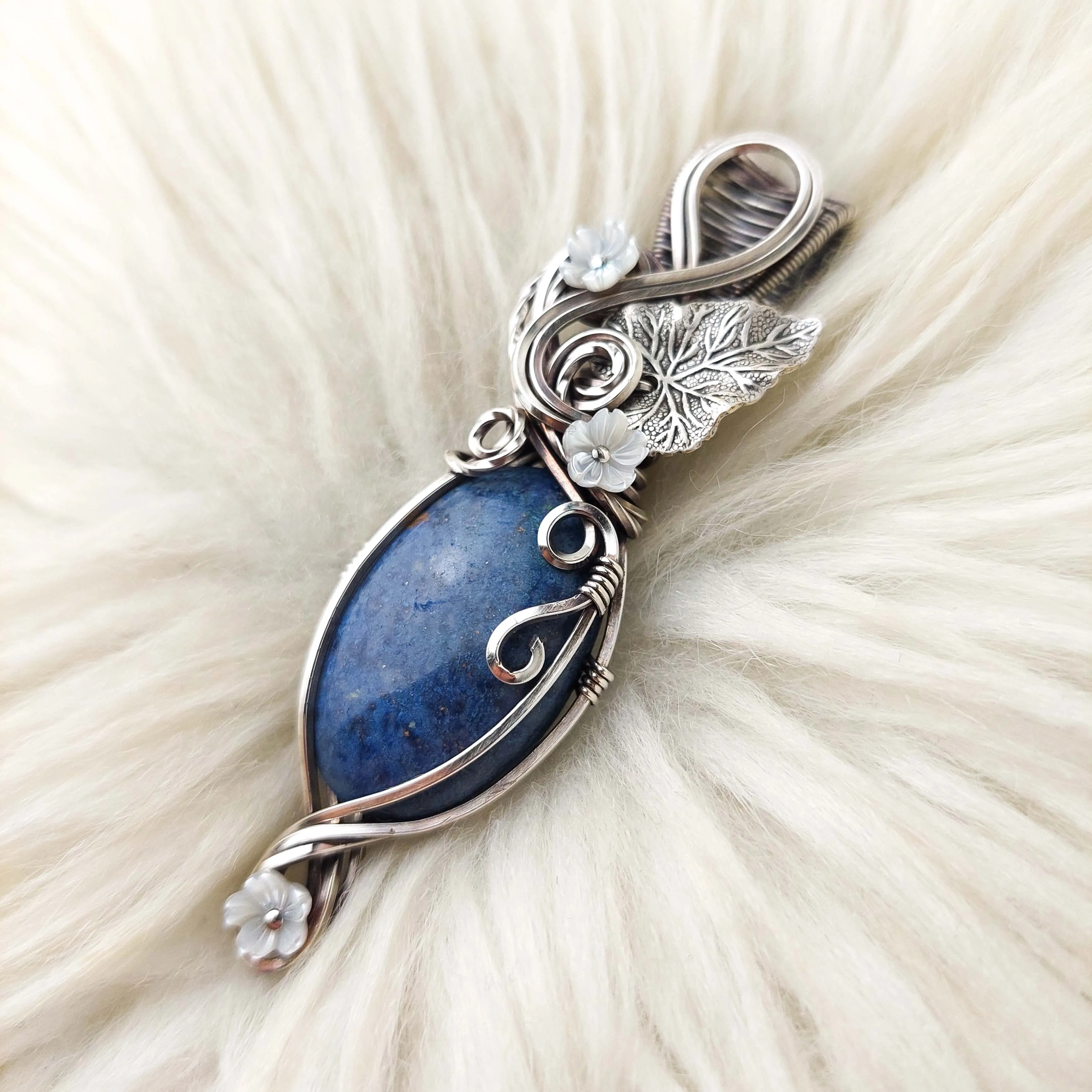 Dumortierite Sterling Silver Statement Pendant
