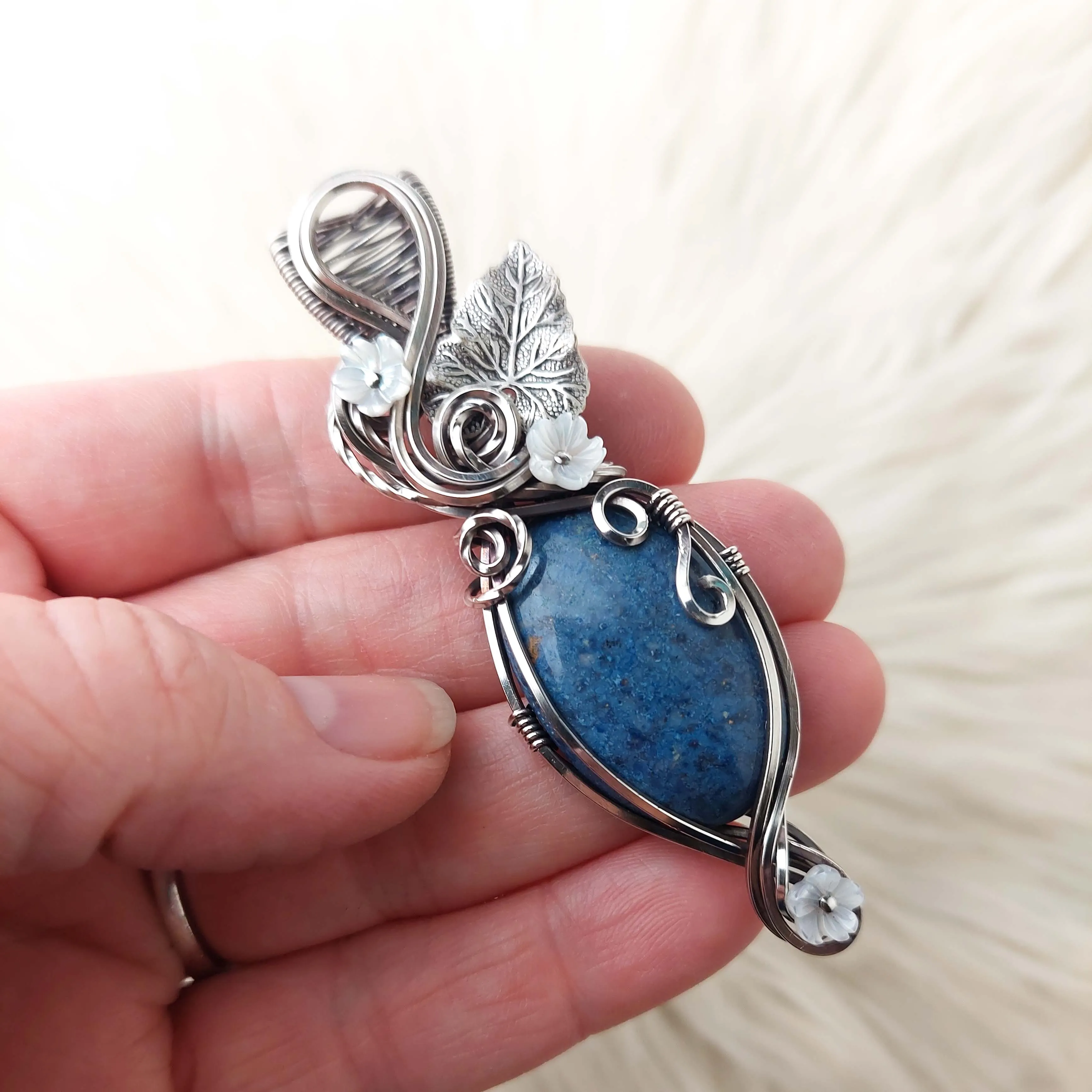 Dumortierite Sterling Silver Statement Pendant