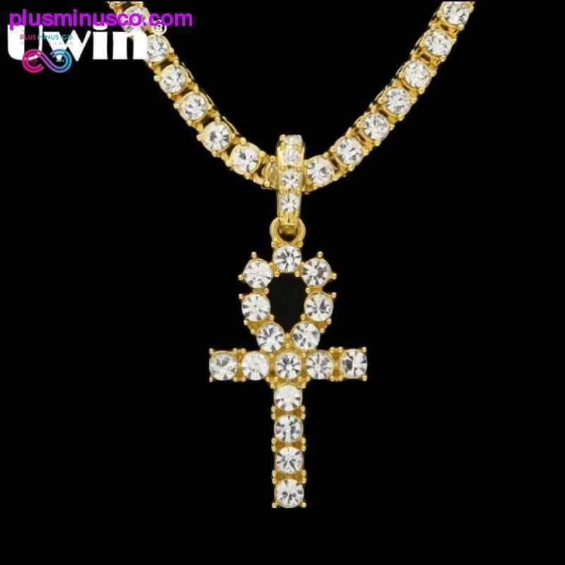 Egyptian Ankh Pendant Necklace Gold & Silver Color