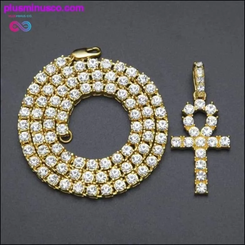 Egyptian Ankh Pendant Necklace Gold & Silver Color