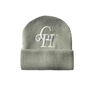 Embroidered Big Logo Beanie- Gray
