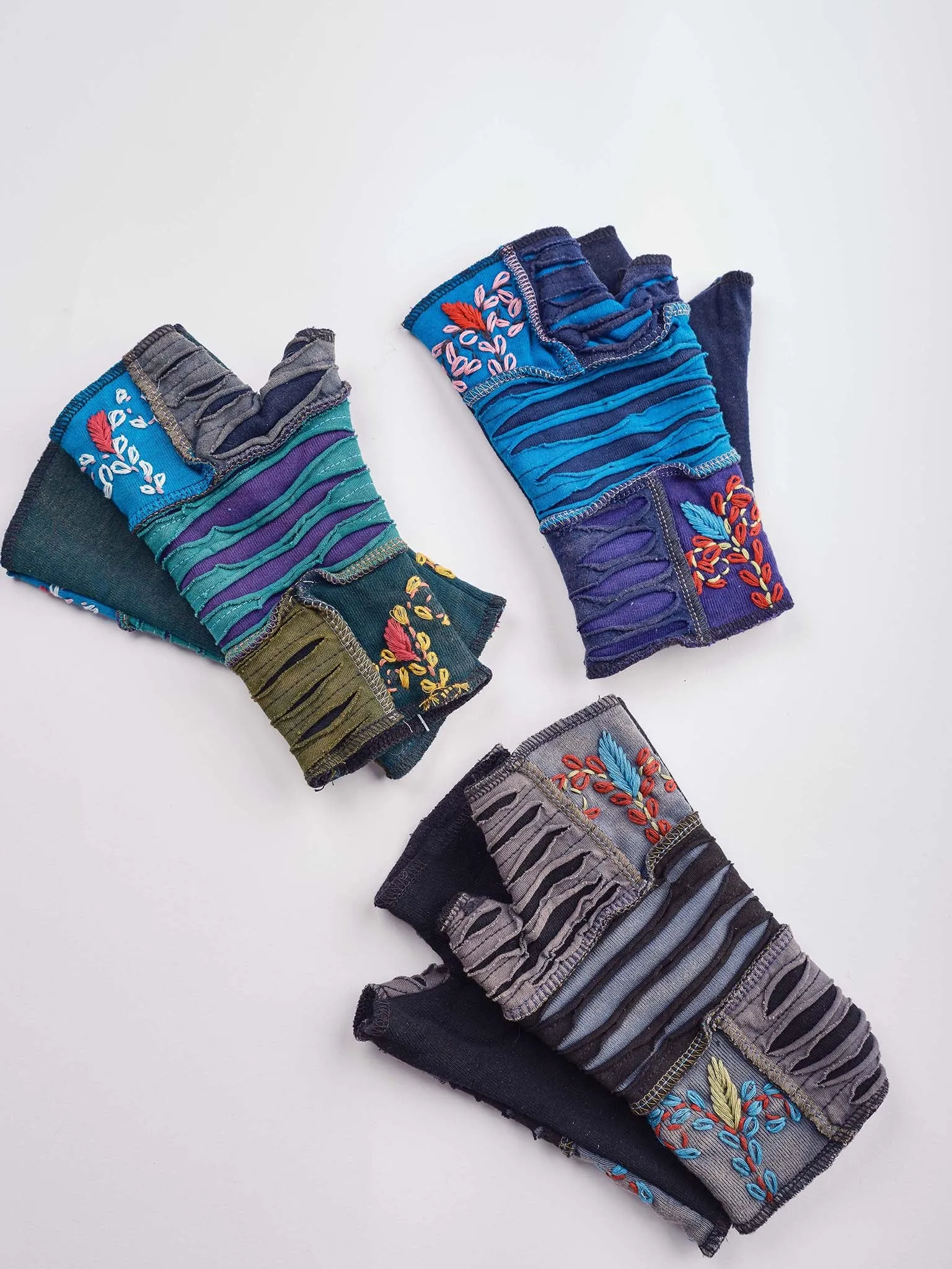 Embroidered Fingerless Gloves.