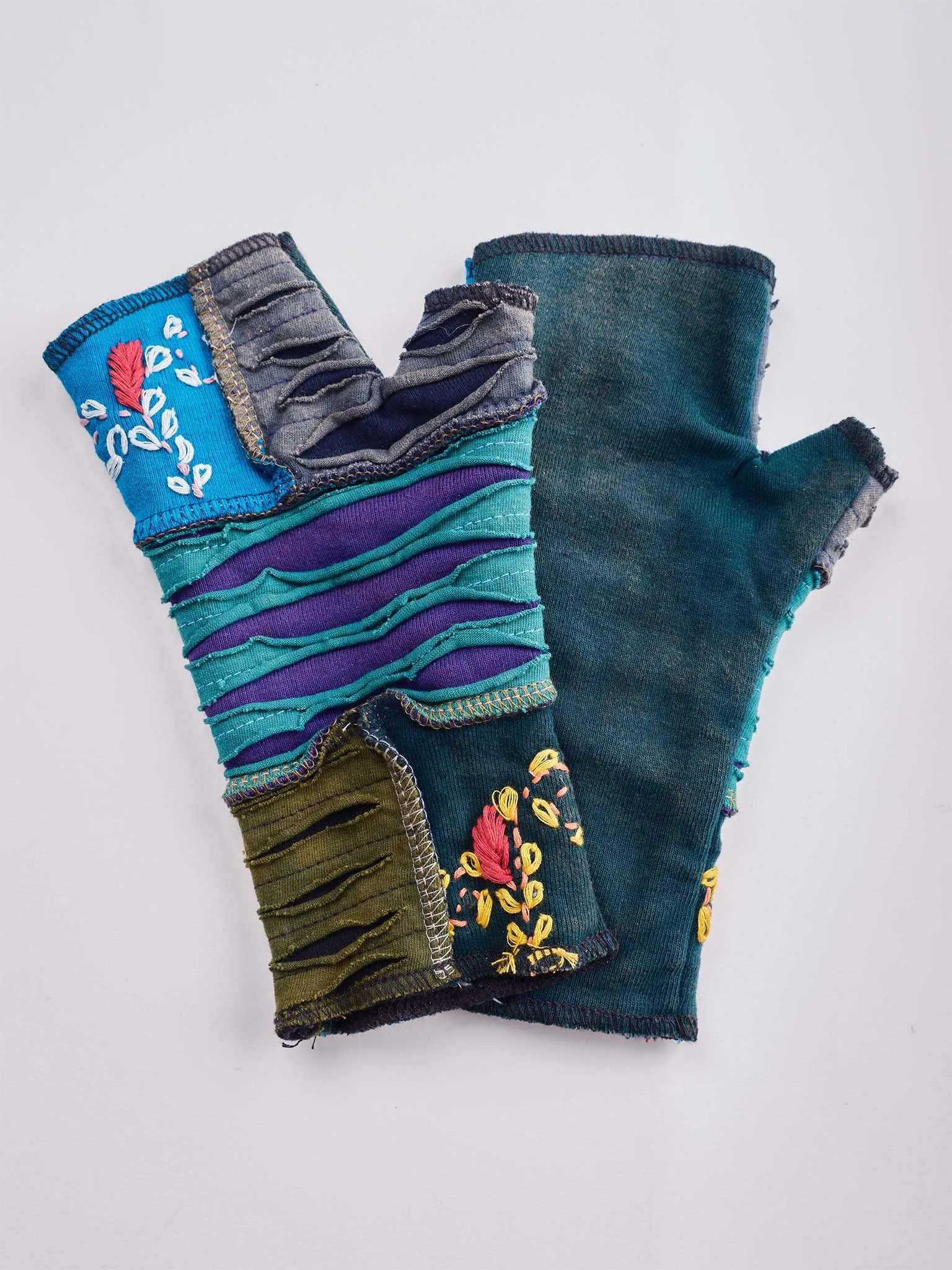 Embroidered Fingerless Gloves.