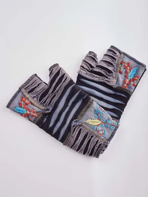 Embroidered Fingerless Gloves.