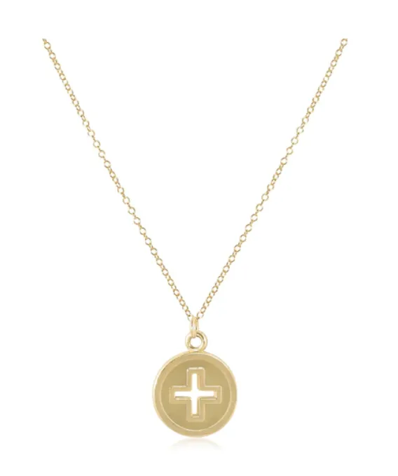 ENewton 16" Necklace Gold - Signature Cross Gold Disc