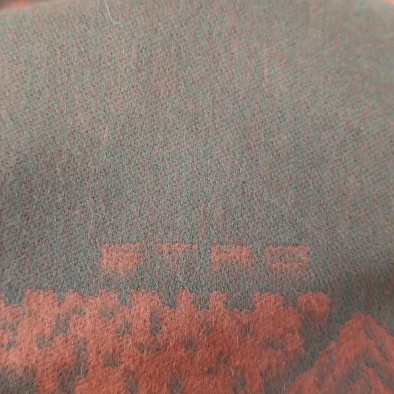 Etro Fringed Cashmere Cape Shawl Brown/Burnt Orange Jacquard