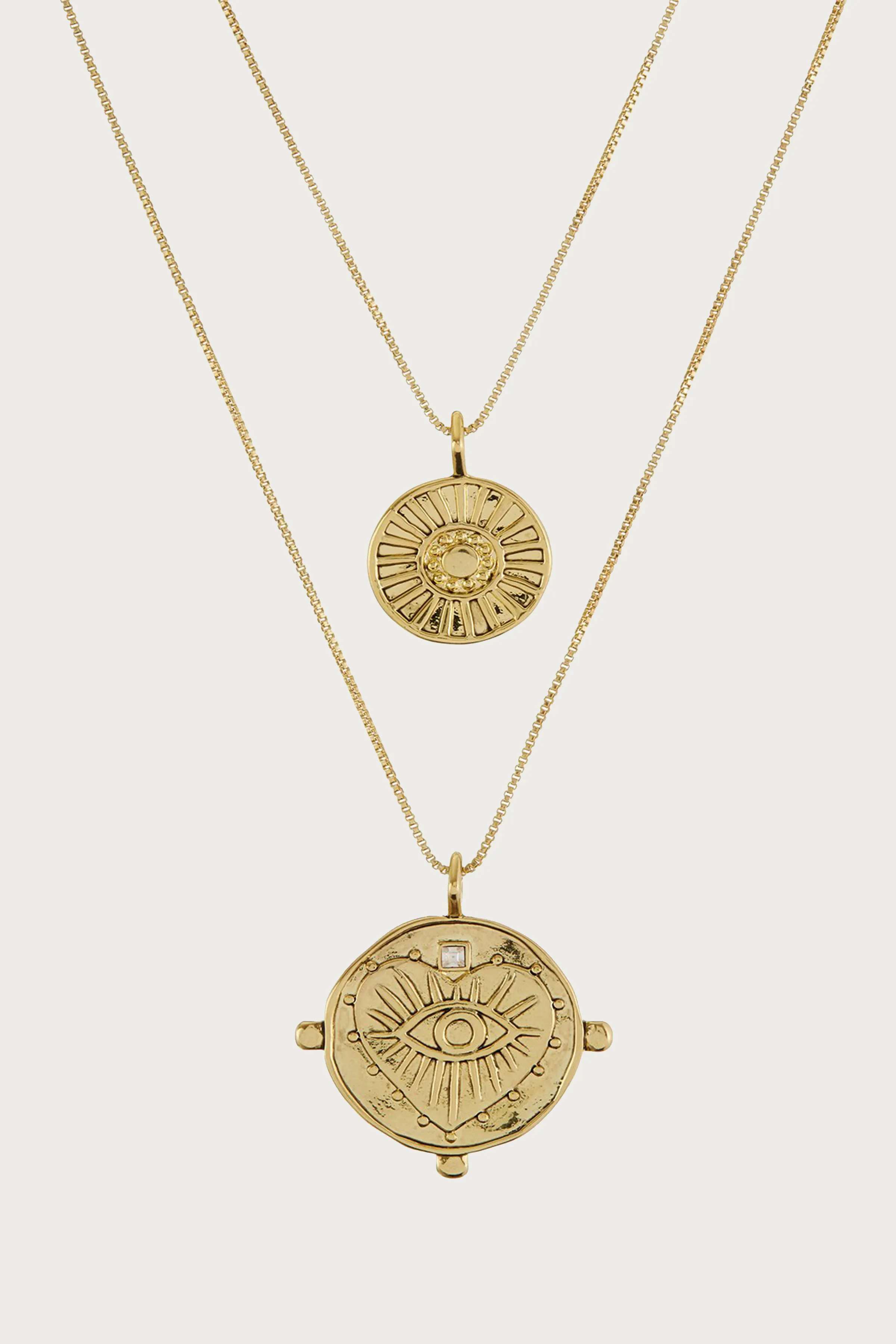 EVIL EYE DOUBLE COIN NECKLACE