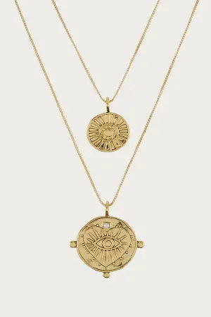 EVIL EYE DOUBLE COIN NECKLACE