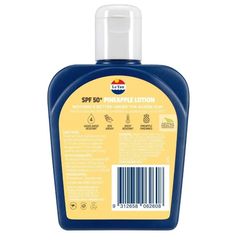 [Expiry: 09/2026] Le Tan SPF 50  Pineapple Sunscreen Lotion 125mL