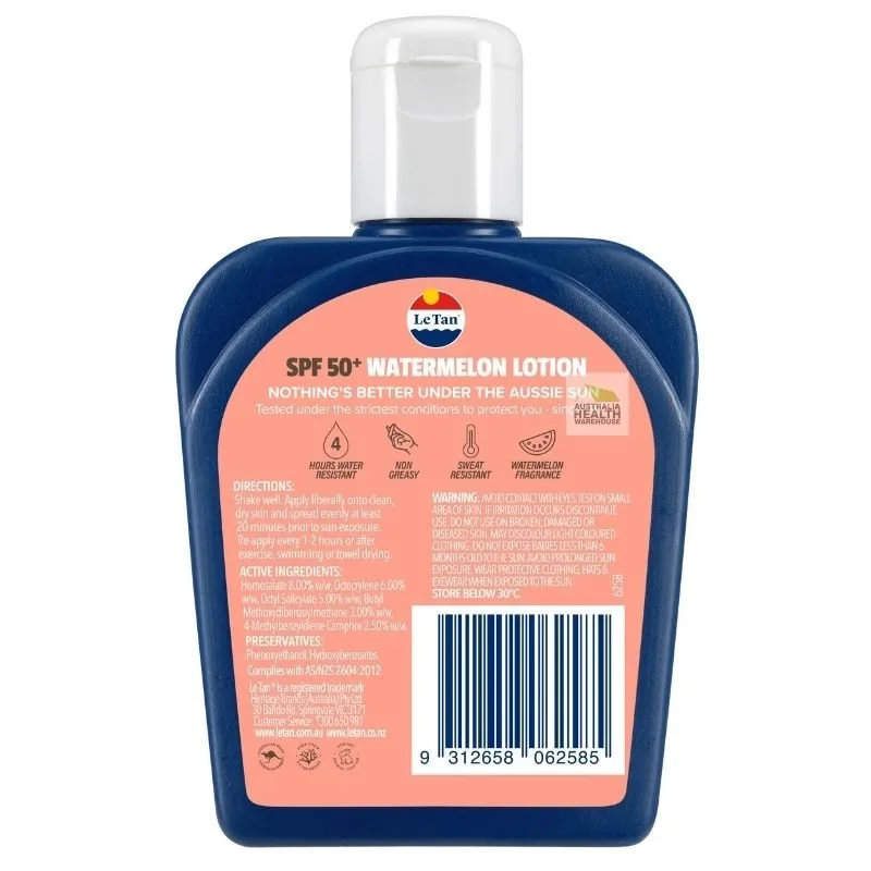 [Expiry: 11/2026] Le Tan SPF 50  Watermelon Sunscreen Lotion 125mL